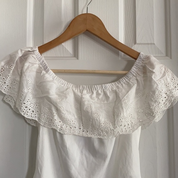 NWT White Eyelet Ruffle Sleeve Cottage Prairie Bodysuit - Small - Picture 2 of 8